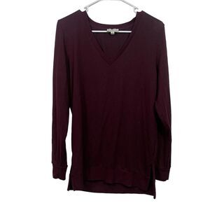 Lucky Brand Maroon V-Neck Lightweight Sweater